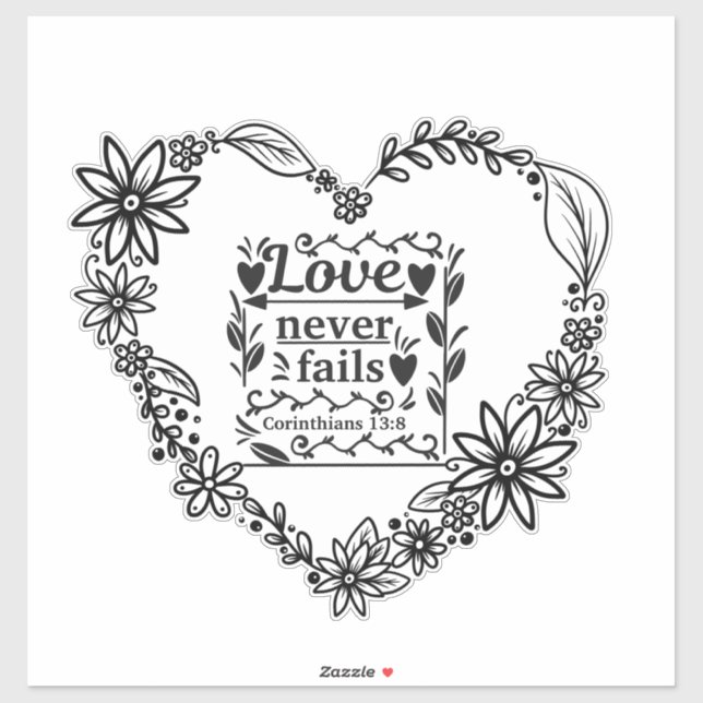 "love never fails" bible quote Vinyl Sticker (Sheet)