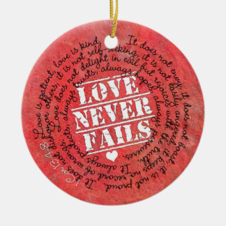 Love Never Fails Bible Verse 1 Corinthians 13:4-8 Ceramic Tree Decoration