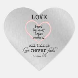 Love Never Fails Bible Verse Heart Sticker