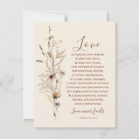 Love Never Fails Bible Wedding Congratulation Card