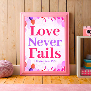 Love never fails Boho Christian Teen Girl Wall Art