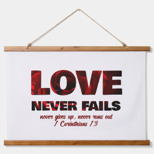 LOVE NEVER FAILS Christian Hanging Tapestry