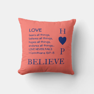 Love Never Fails   Christian   LOVE HOPE BELIEVE Cushion