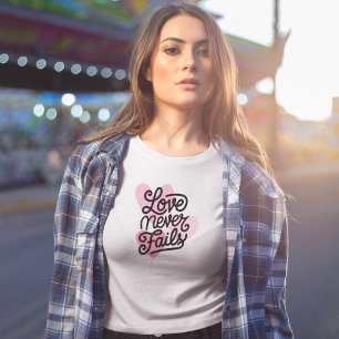 Love Never Fails Christian valentine hearts Tri-Blend Shirt