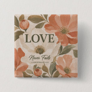 LOVE NEVER FAILS Christian Wedding Gift 15 Cm Square Badge