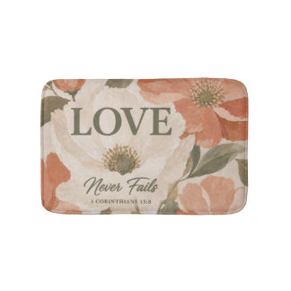 LOVE NEVER FAILS | Christian Wedding Gift Bath Mat