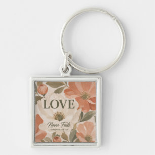 LOVE NEVER FAILS Christian Wedding Gift Key Ring
