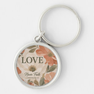 LOVE NEVER FAILS   Christian Wedding Gift Key Ring