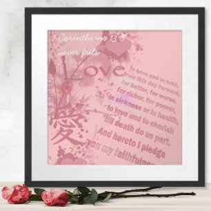 Love Never Fails Collage Wedding Vows Poster