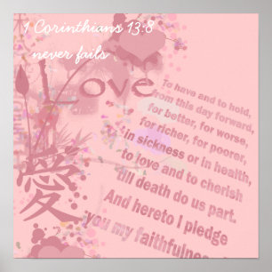 Love Never Fails Collage Wedding Vows Poster