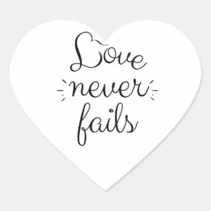 Love never fails Corinthians bible verse quote Heart Sticker