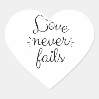 Love never fails Corinthians bible verse quote Heart Sticker