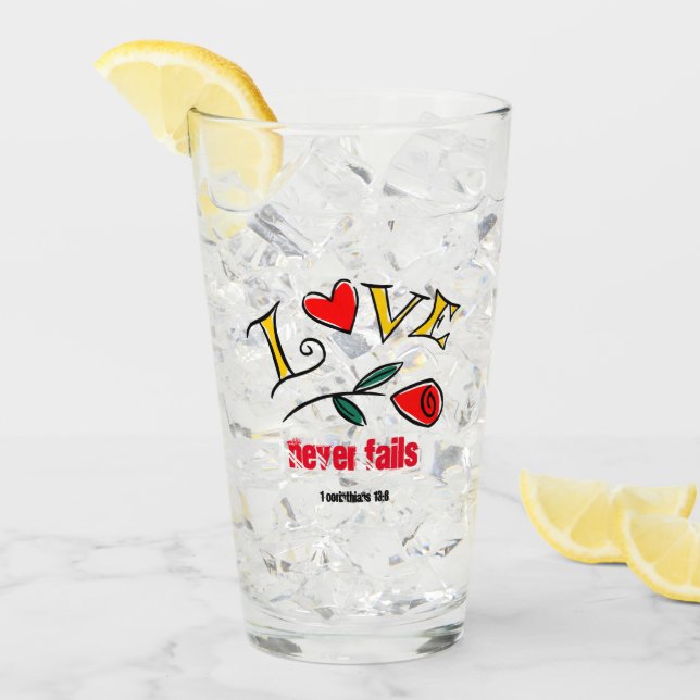 Love never fails Customise with name or initials! Glass (Front Ice)