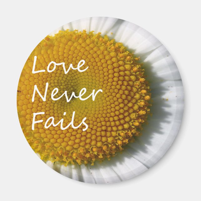 Love Never Fails Daisy 1 Corinthians 13 Magnet (Front)
