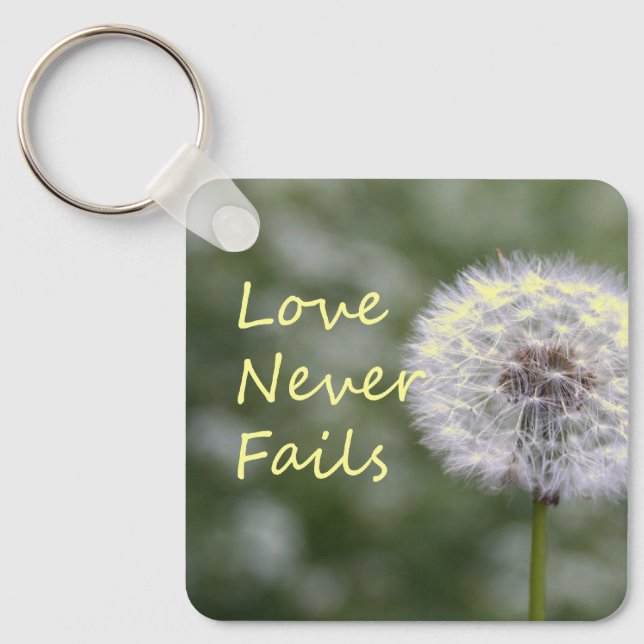 Love Never Fails Dandelion1 Corinthians 13 Key Ring (Front)