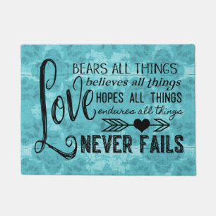Love Never Fails Door Mat