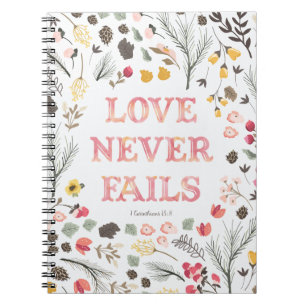 "Love Never Fails" Floral Notebook