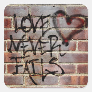 Love Never Fails Graffiti Square Sticker