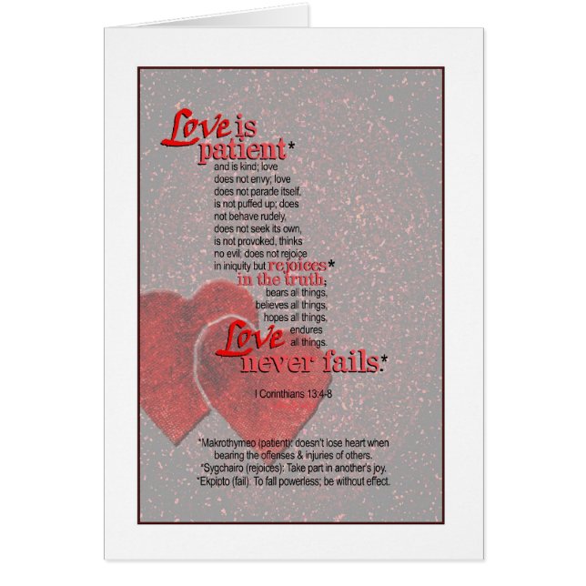 Love Never Fails - I Corinthians 13 (Front)