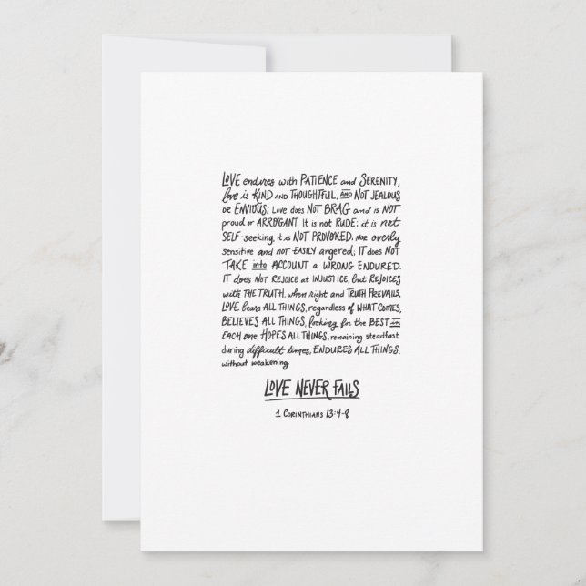 Love Never Fails Minimalist Holiday Card (Front)