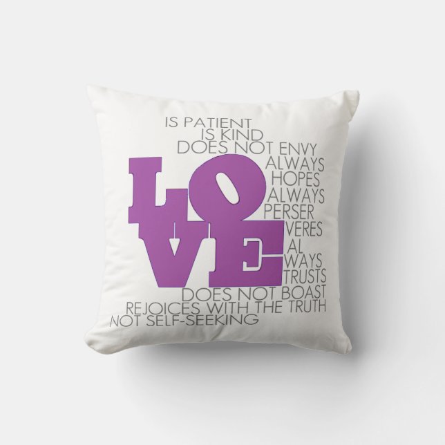 Love Never Fails Pillow (Front)