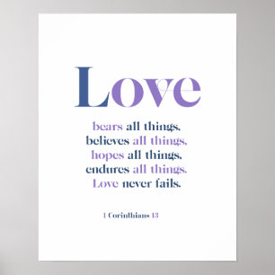 Love Never Fails Poster - 1 Corinthians 13