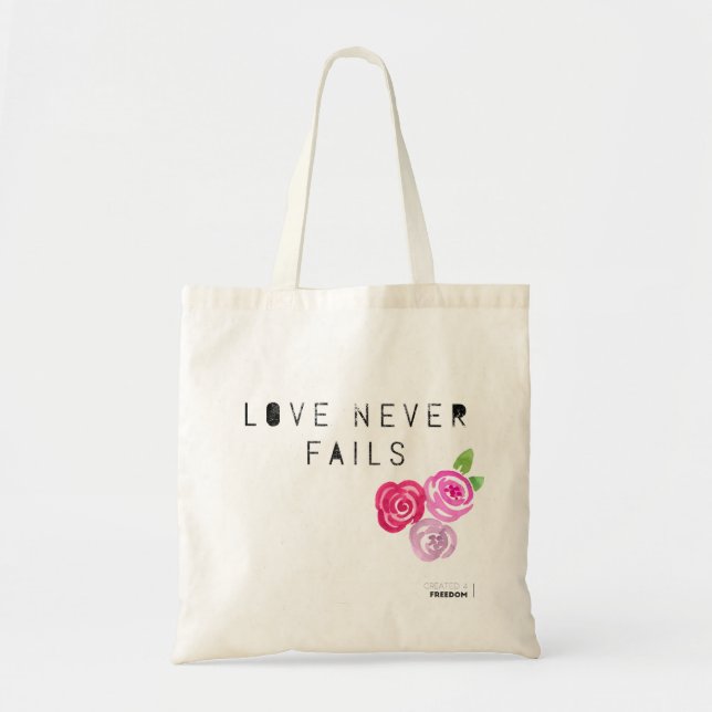 Love Never Fails, roses Tote Bag (Front)