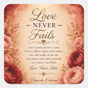 Love Never Fails Square Sticker