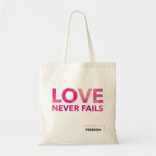 Love Never Fails Tote Bag