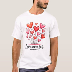 Love Never Fails Valentines Christian Religious Bi T-Shirt