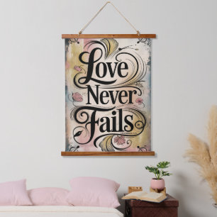 Love Never Fails Vintage Christian Wall Hanging Tapestry