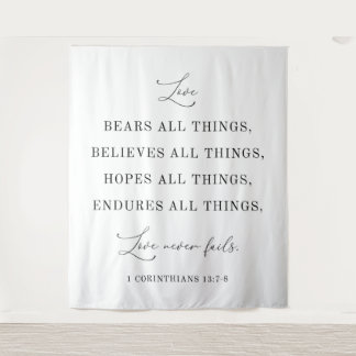 “Love Never Fails” Wedding Banner Backdrop Tapestry