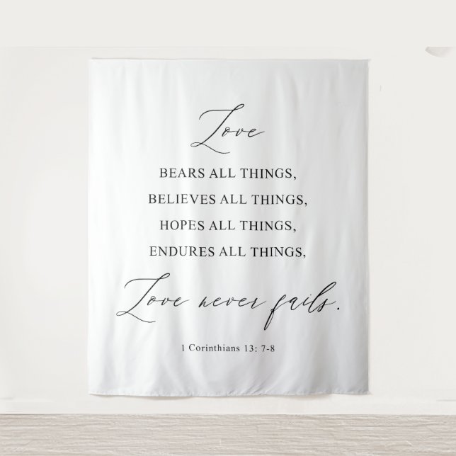 Love Never Fails” Wedding Tapestry Backdrop (Front)