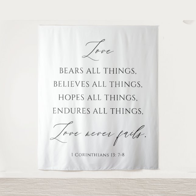 Love Never Fails Wedding Tapestry Backdrop  (Front)