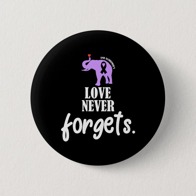 Love Never Forgets Alzheimer Awareness Memories Ma 6 Cm Round Badge (Front)