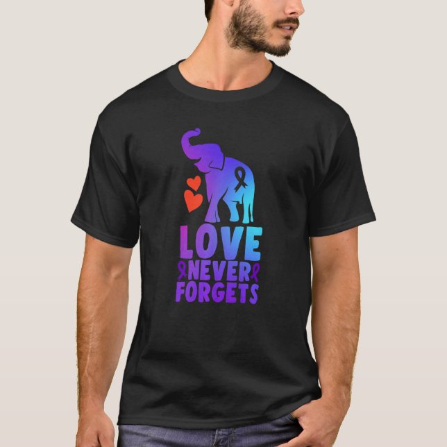 Love Never Forgets Alzheimer Elephant T-Shirt (Front)