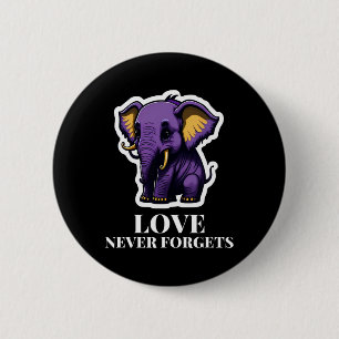 Love Never Forgets Elephant For Girls Alzheimer's  6 Cm Round Badge