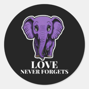 Love Never Forgets Elephant For Woman Alzheimer's Classic Round Sticker