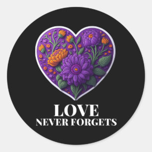 Love Never Forgets Heart Flower Heimerheimer's Awa Classic Round Sticker