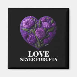 Love Never Forgets Heart Flower Woman Heimerheimer Magnet