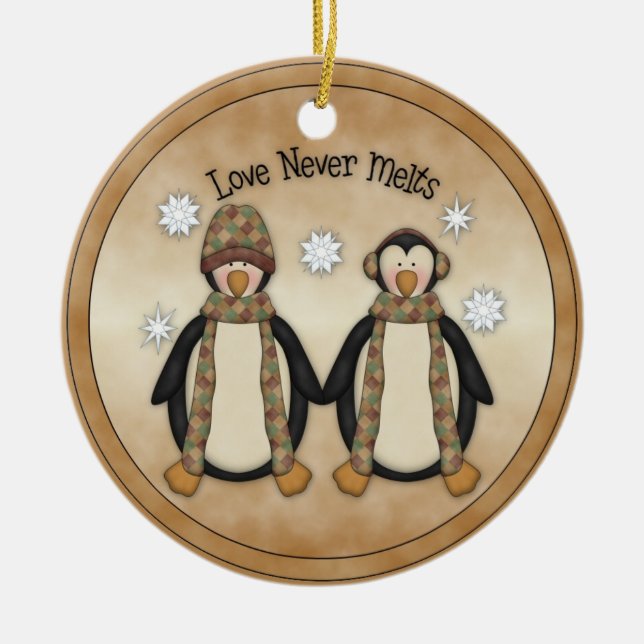 Love Never Melts :: Penguin Holiday Ornament (Front)