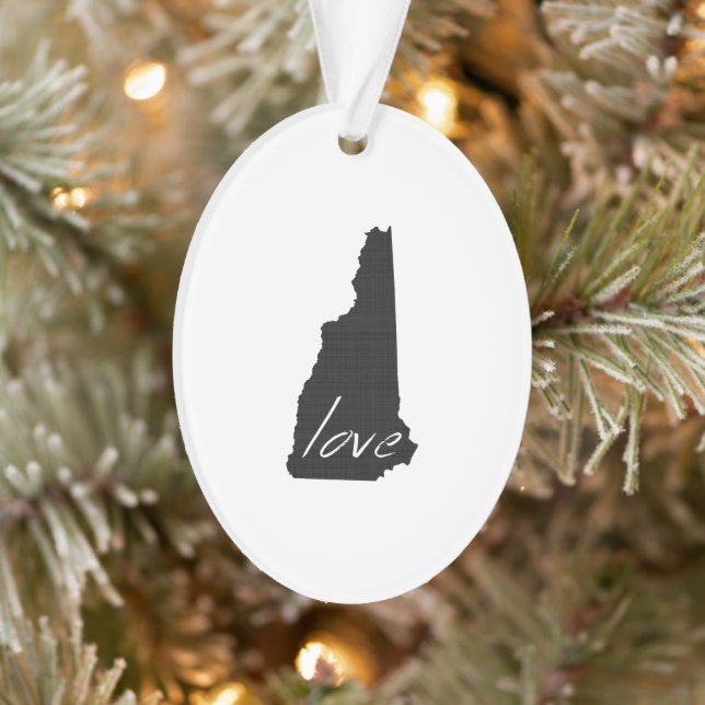 Love New Hampshire Shaped Black Chalkboard Ornament (Tree)