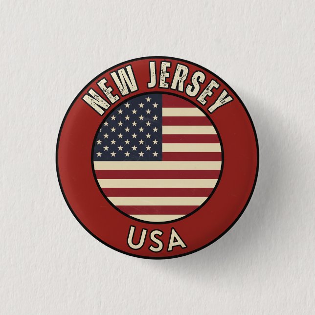 Love New Jersey - Cute NJ State Souvenir 3 Cm Round Badge (Front)