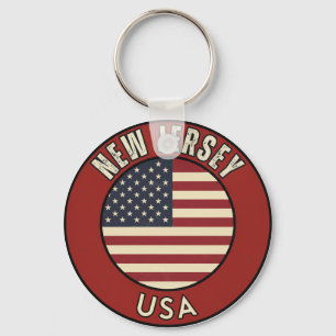 Love New Jersey - Cute NJ State Souvenir Key Ring