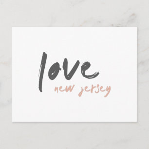 Love New Jersey   NJ USA Modern Minimalist Travel Postcard