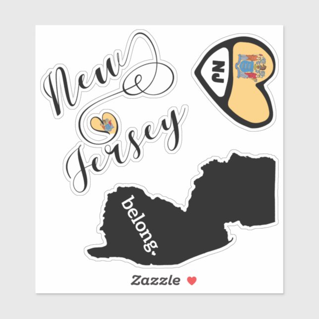 Love New Jersey, Sheet of Die Cut Stickers (Sheet)