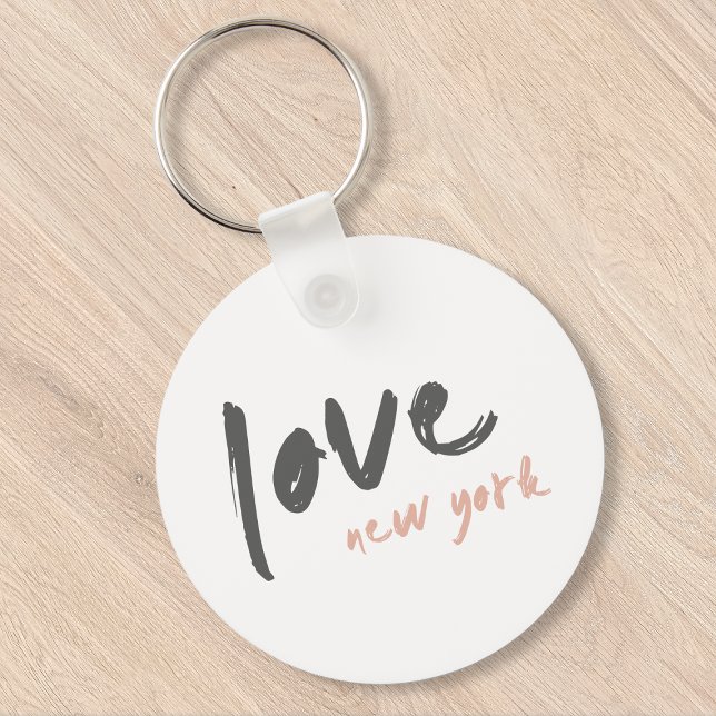 Love New York | NYC USA Modern Wanderlust Pink Key Ring (Creator Uploaded)
