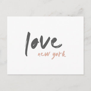 Love New York NYC USA Modern Wanderlust Pink Postcard