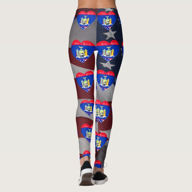 Love New York Patriotic Flag Fun Leggings (Back)