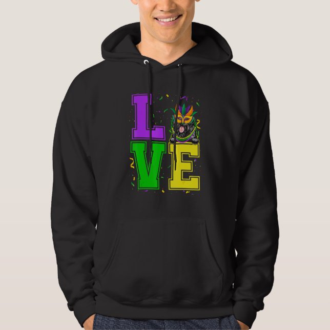 Love Newfoundland Dog Mardi Gras Festival Party Hoodie (Front)